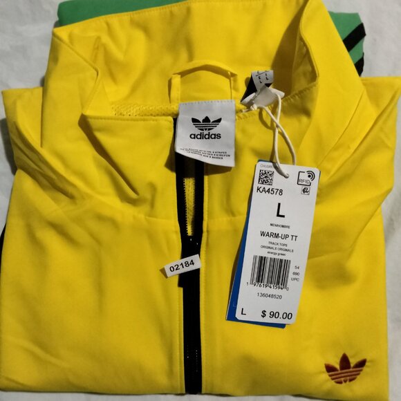 Adidas Originals Warm-Up Track Top Jacket Men's Large KA4578 Green/Yellow NWT - Picture 6 of 6